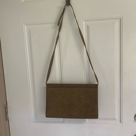 Vintage Bally “Rosalyn” Baroque Suede Brown/tan/maroon/gold suede Handbag. - Picture 6 of 7